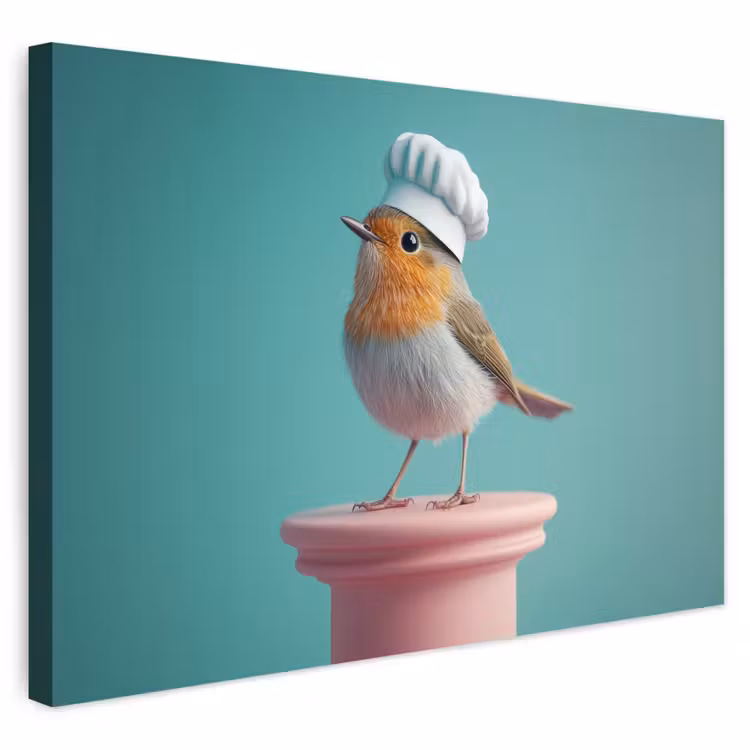 Buiten canvas - Roodborstje - Vogel - Koksmuts - Sokkel — 1