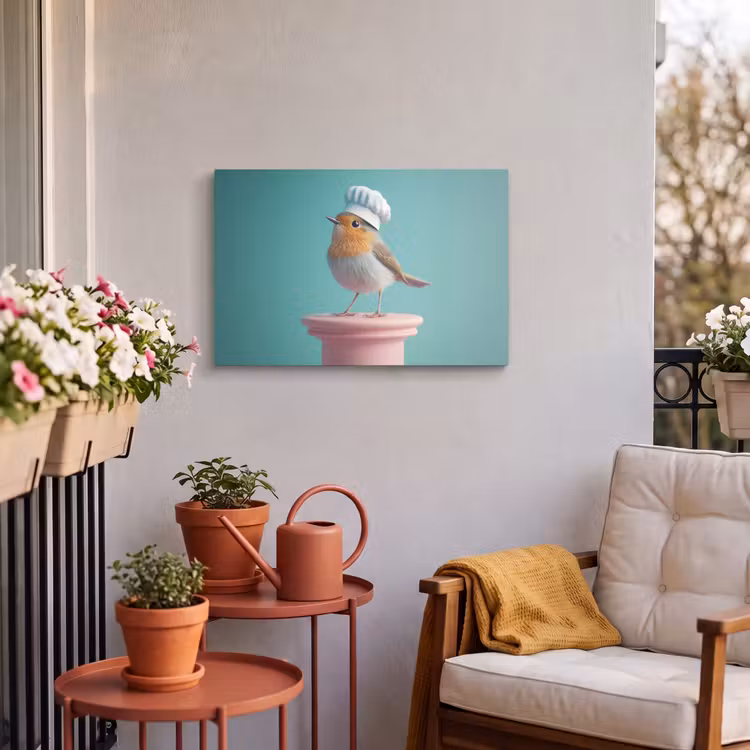 Buiten canvas - Roodborstje - Vogel - Koksmuts - Sokkel — 4