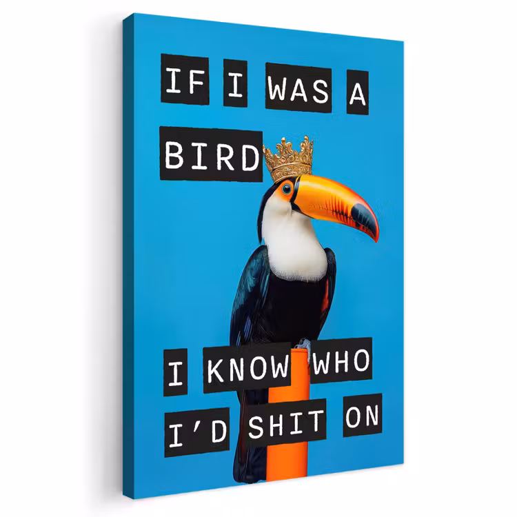 Buiten canvas - Vogel - Toekan - Blauw - Quotes — 1