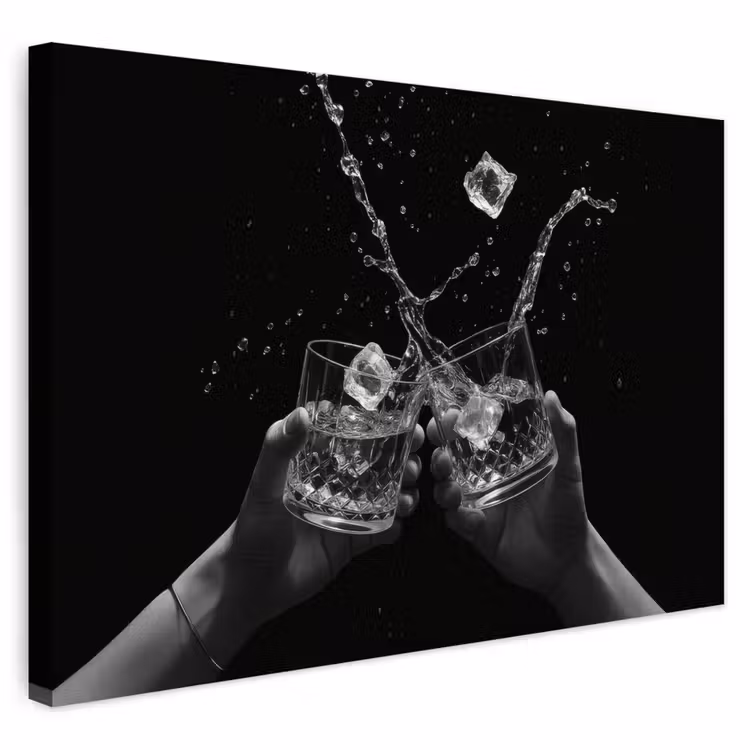Buiten canvas - Whiskyglazen - Ijs - Spetters - Zwart — 1