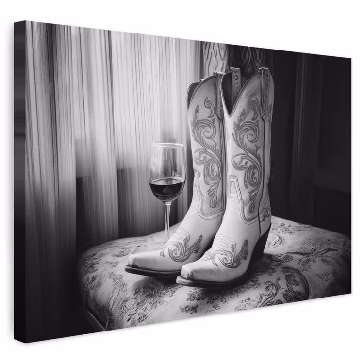 Buiten canvas - Wijn - Cowboylaarzen - Raamlicht - Wit — 1