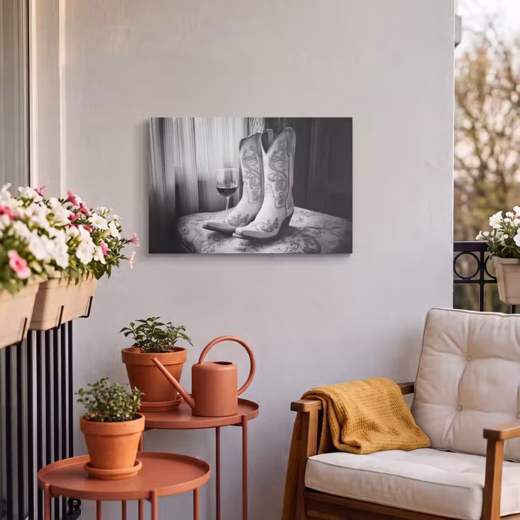 Buiten canvas - Wijn - Cowboylaarzen - Raamlicht - Wit — 4