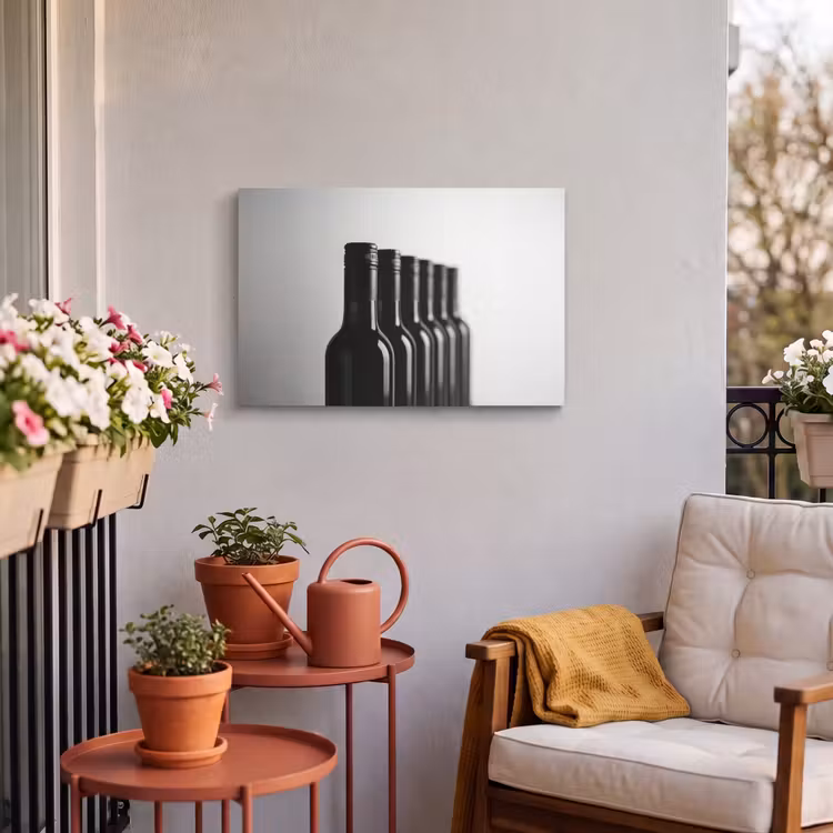 Buiten canvas - Wijnflessen - Zwart - Minimalistisch — 4