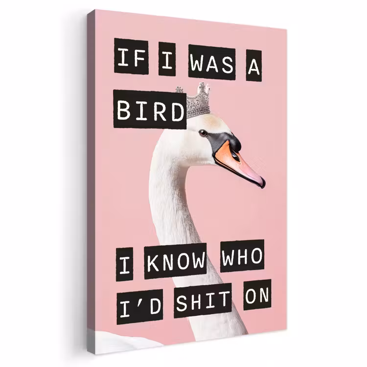 Buiten canvas - Zwaan - Vogel - Decoratie - Roze — 1