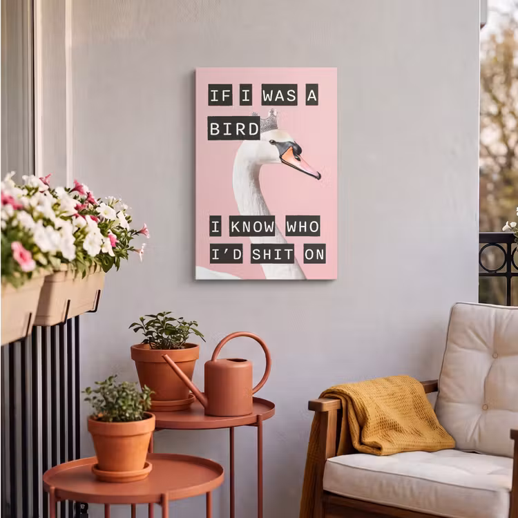 Buiten canvas - Zwaan - Vogel - Decoratie - Roze — 4