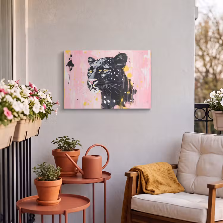 Buiten canvas - Zwart - Panter - Roze - Abstract — 4