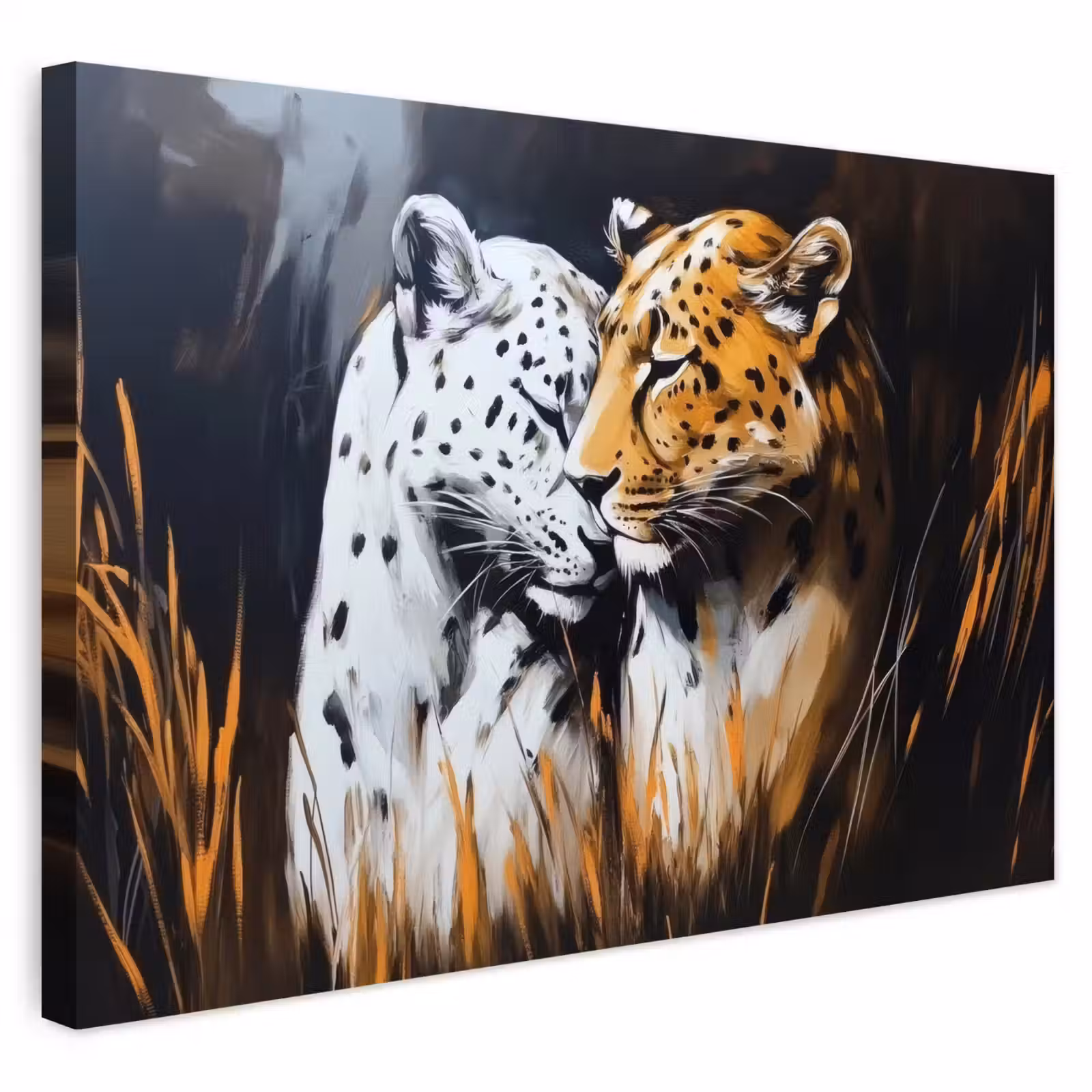 Buiten canvas - Luipaard - Oranje - Wit - Gras — 1