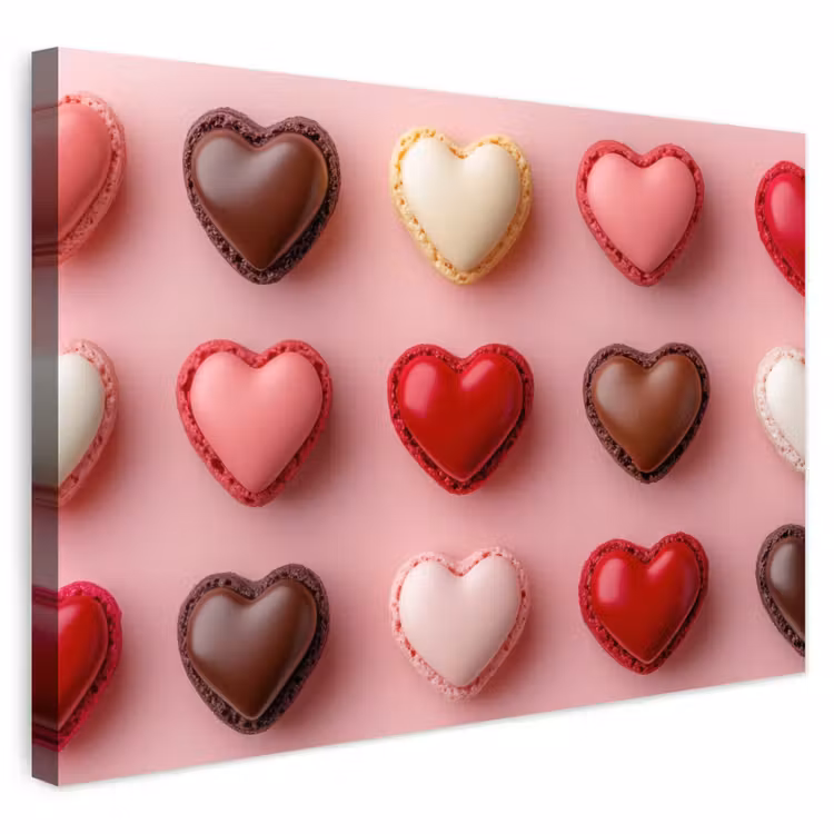 Buiten canvas - Macarons - Hartjes - Kleurrijk - Roze — 1