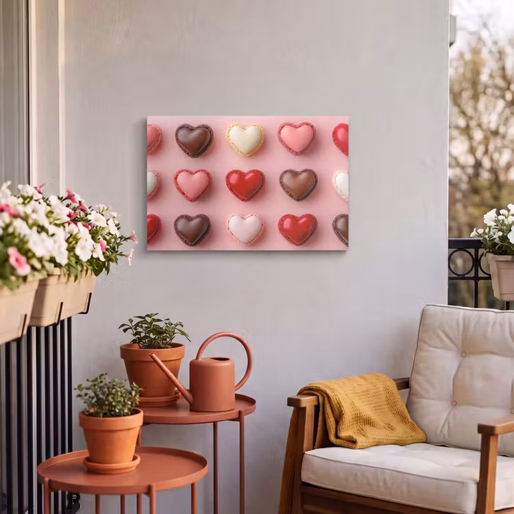 Buiten canvas - Macarons - Hartjes - Kleurrijk - Roze — 4