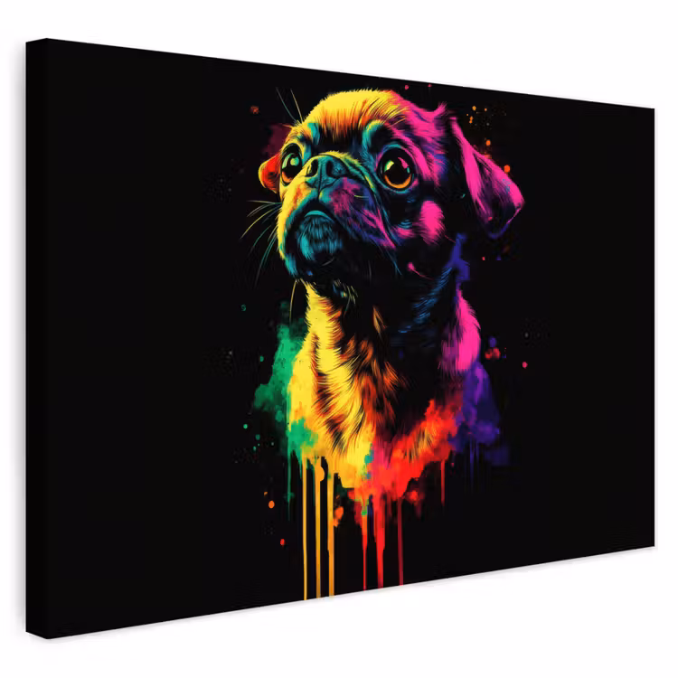 Buiten canvas - Puck - Hond - Verf - Kleuren — 1