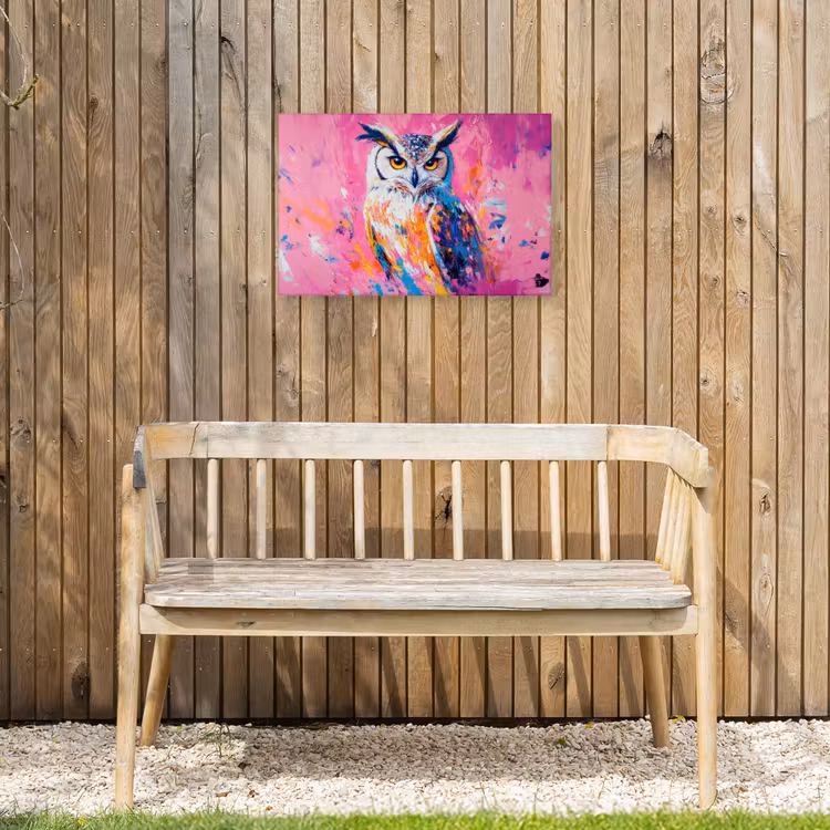 Buiten canvas - Uil - Roze - Blauw - Verf - Abstract — 3