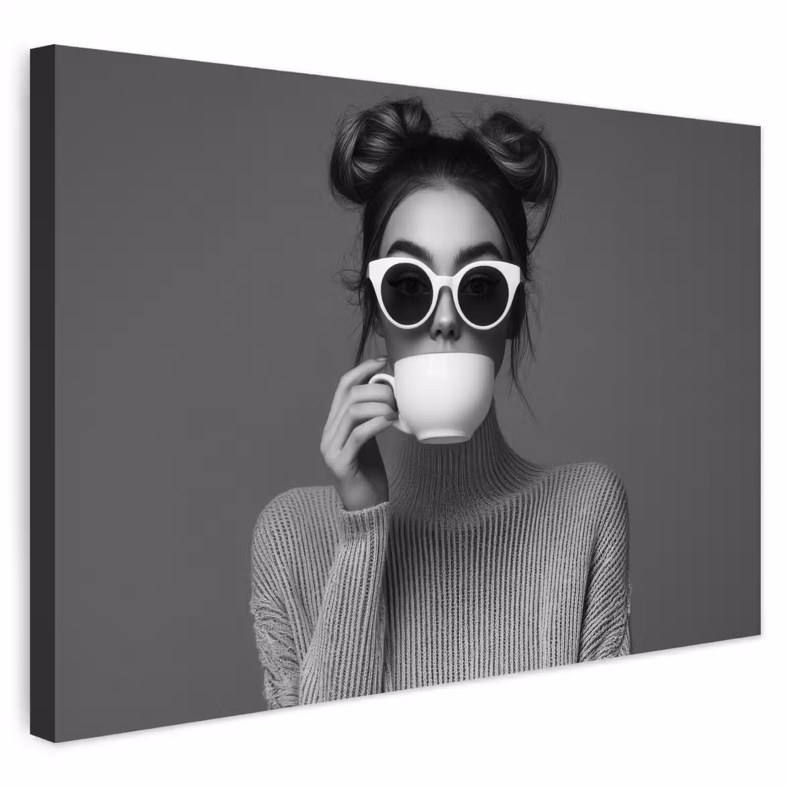 Buiten canvas - Vrouw - Koffie - Zwart - Wit — 1