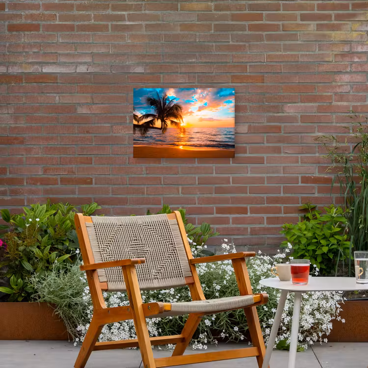 Buiten canvas - Palm - Zonsondergang - Horizon - Strand - Zee - Tropisch — 2