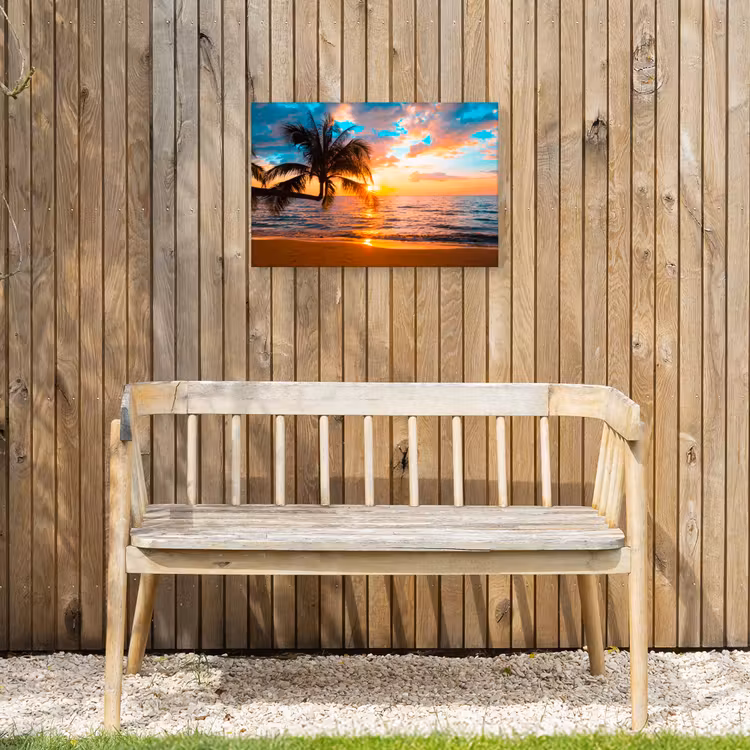 Buiten canvas - Palm - Zonsondergang - Horizon - Strand - Zee - Tropisch — 3