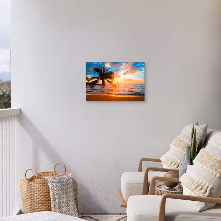 Buiten canvas - Palm - Zonsondergang - Horizon - Strand - Zee - Tropisch — 4