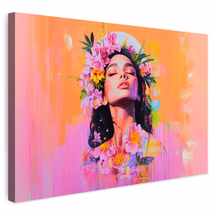 Buiten canvas - Portret - Bloemenkroon - Vrouw — 1