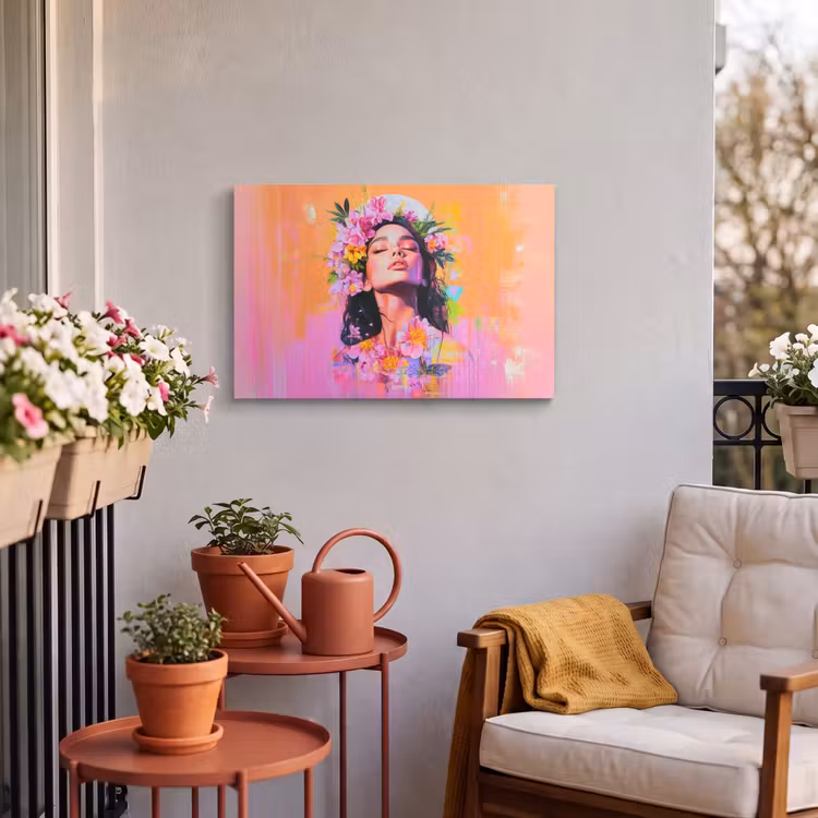 Buiten canvas - Portret - Bloemenkroon - Vrouw — 4
