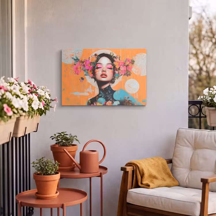 Buiten canvas - Portret - Vrouw - Abstract - Bloemen — 4