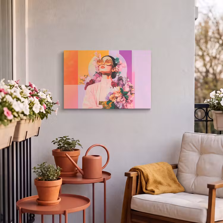 Buiten canvas - Portret - Vrouw - Abstract - Bloemen — 3