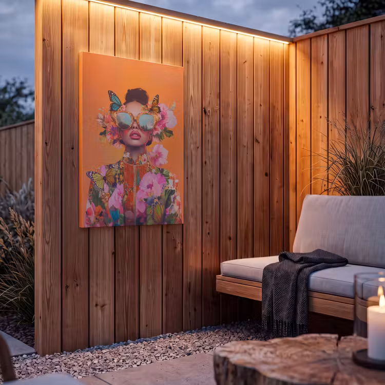 Buiten canvas - Vlinders - Vrouw - Zonnebril - Kleurrijk — 4