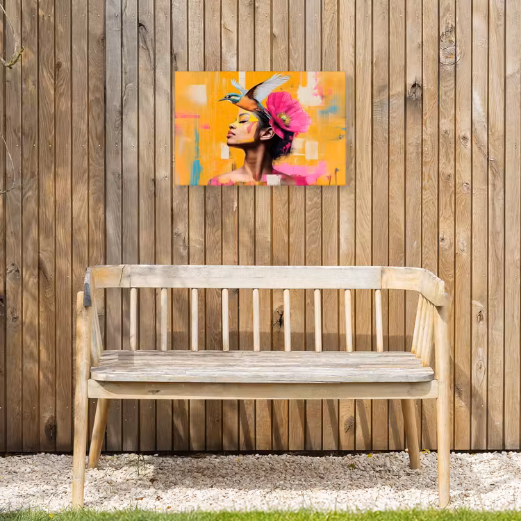 Buiten canvas - Vogel - Vrouw - Abstract - Bloem — 3