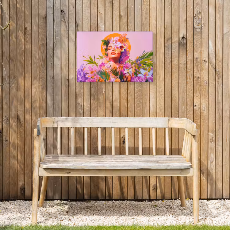 Buiten canvas - Vrouw - Abstract - Cirkel - Bloemen — 3