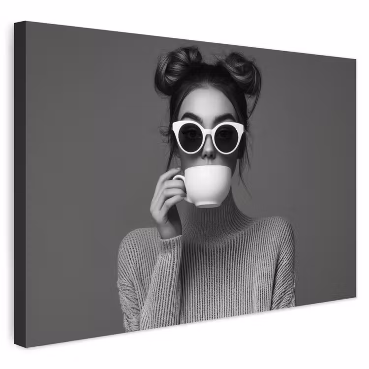 Buiten canvas - Vrouw - Koffie - Zwart - Wit — 1