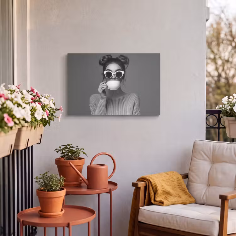Buiten canvas - Vrouw - Koffie - Zwart - Wit — 4