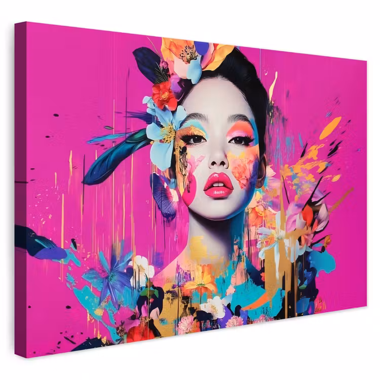 Buiten canvas - Vrouw - Portret - Abstract - Paars — 1