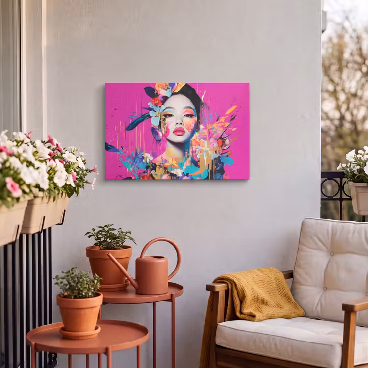 Buiten canvas - Vrouw - Portret - Abstract - Paars — 4