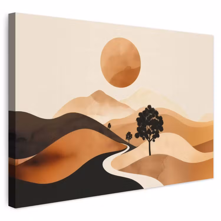 Buiten canvas - Zon - Heuvels - Boom - Abstract — 1