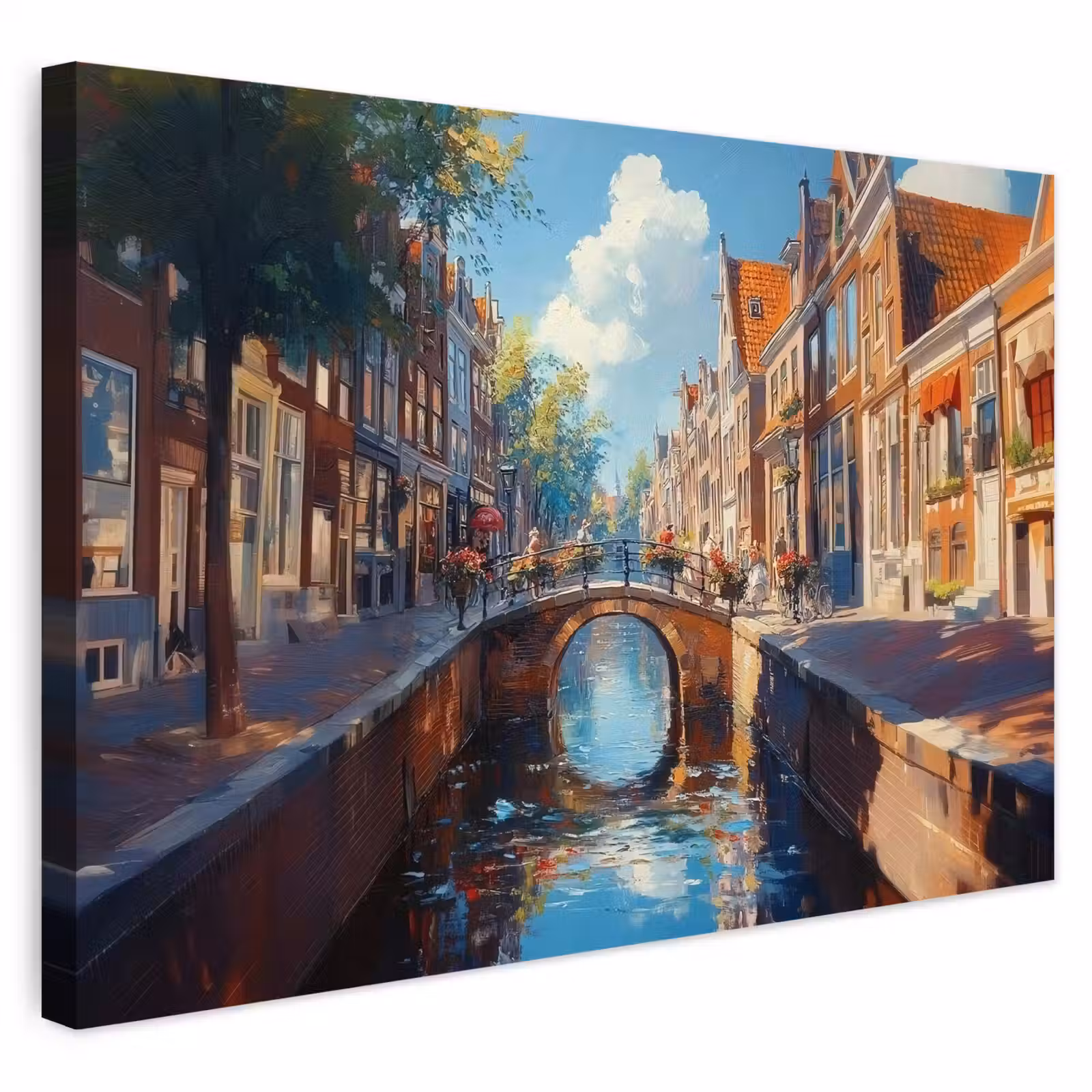 Buiten canvas - Stad - Gracht - Zon - Fietsen — 1
