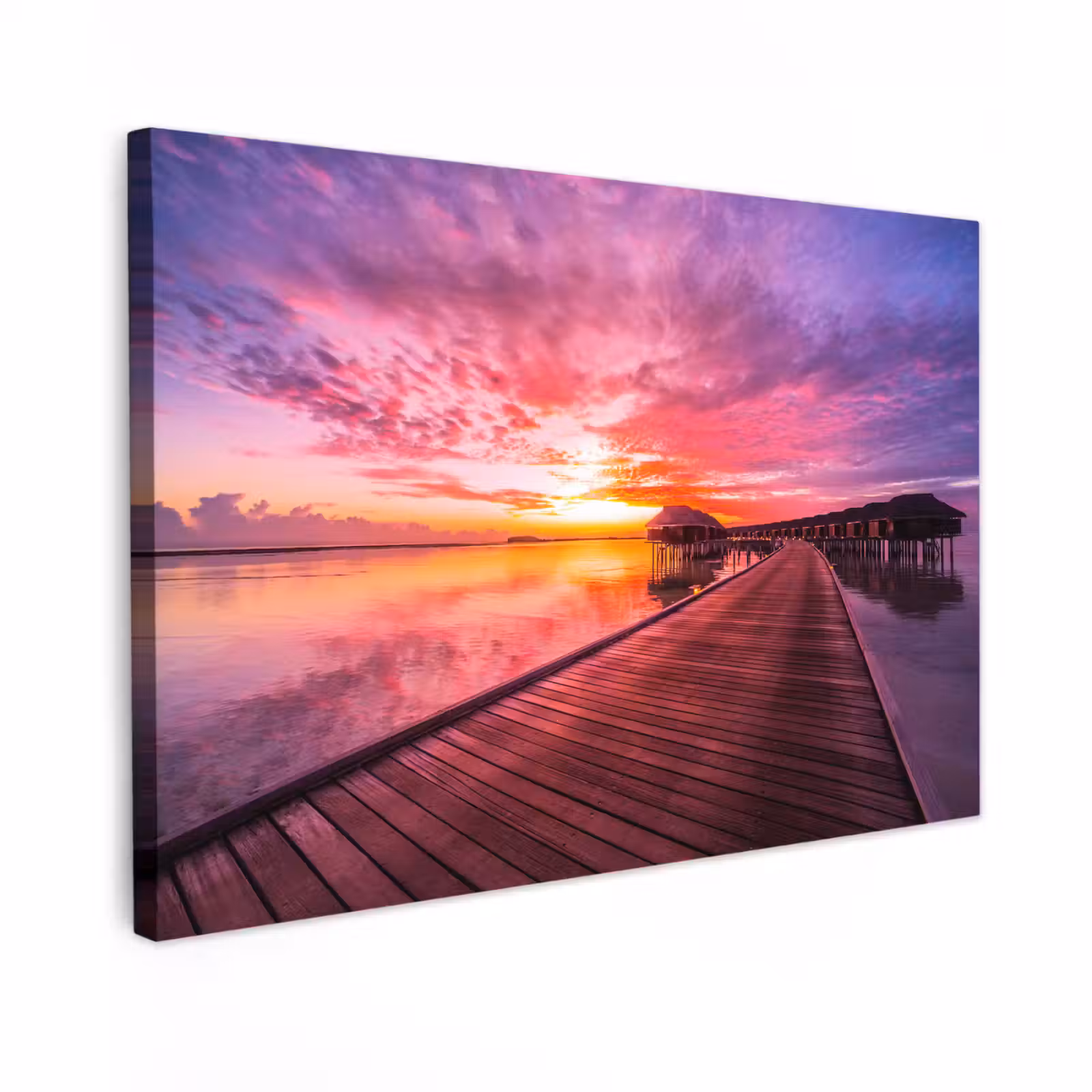 Buiten canvas - Steiger - Water - Zon - Roze - Horizon — 1
