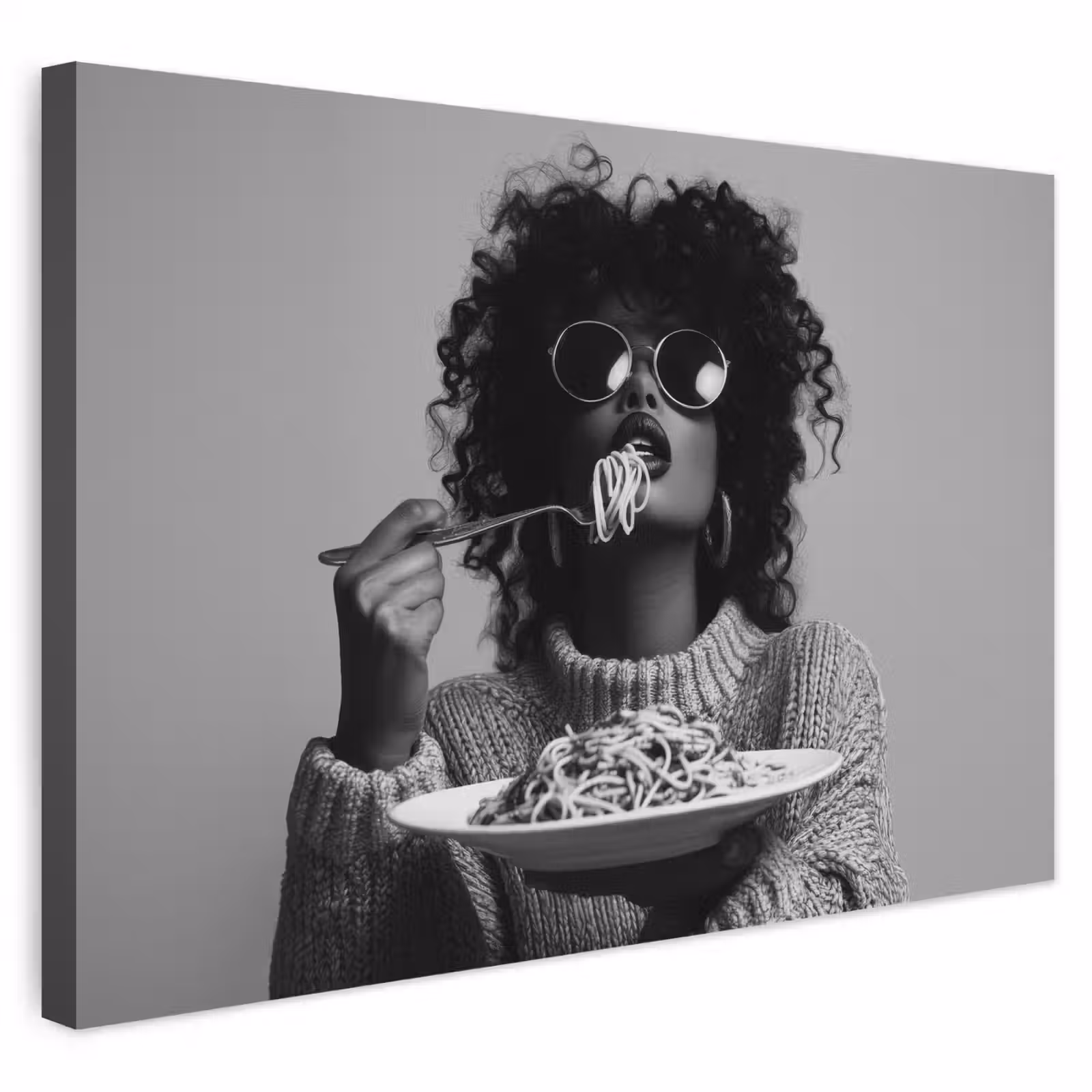Buiten canvas - Vrouw - Pasta - Zwart - Wit — 1