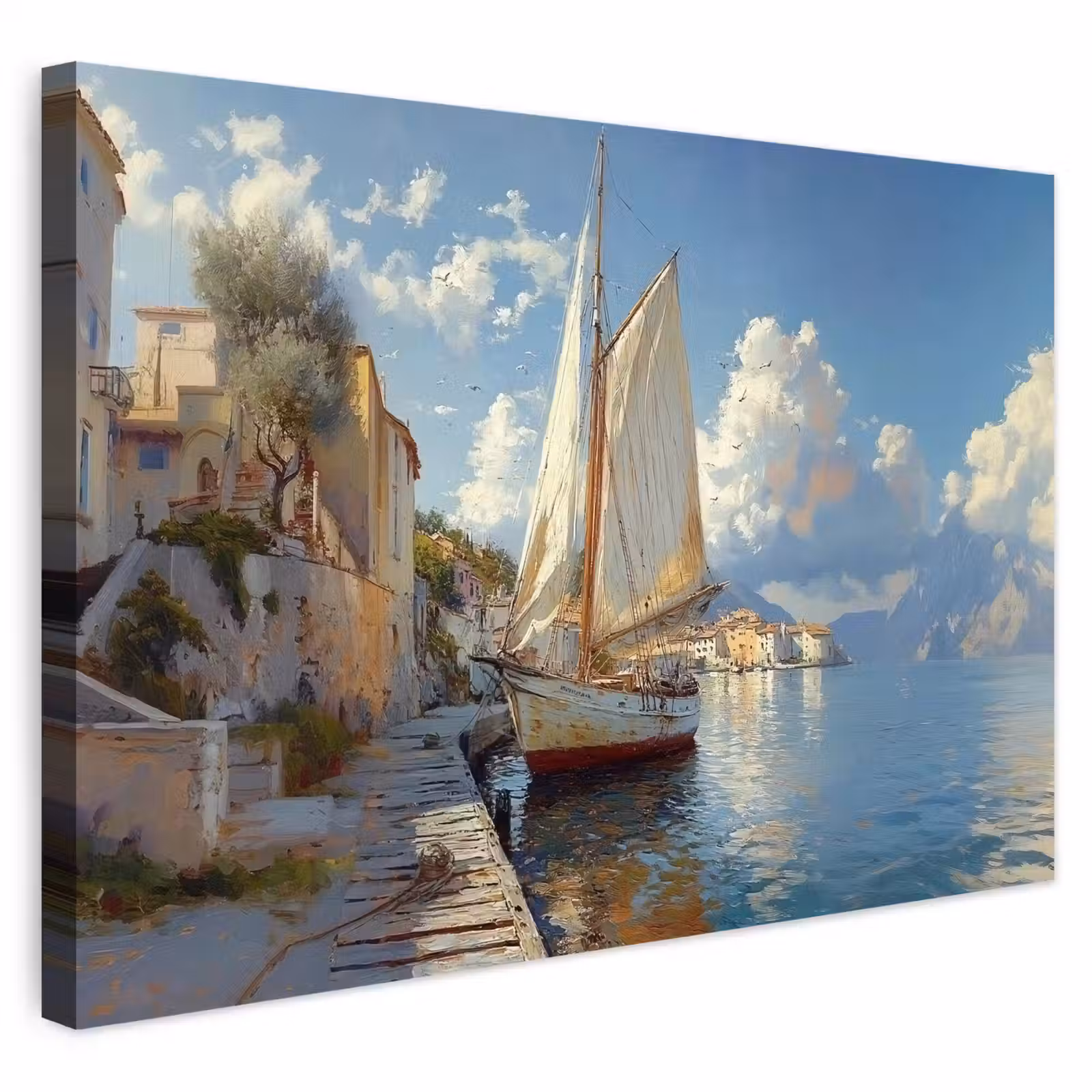 Buiten canvas - Zeilschip - Huizen - Kade - Zee — 1