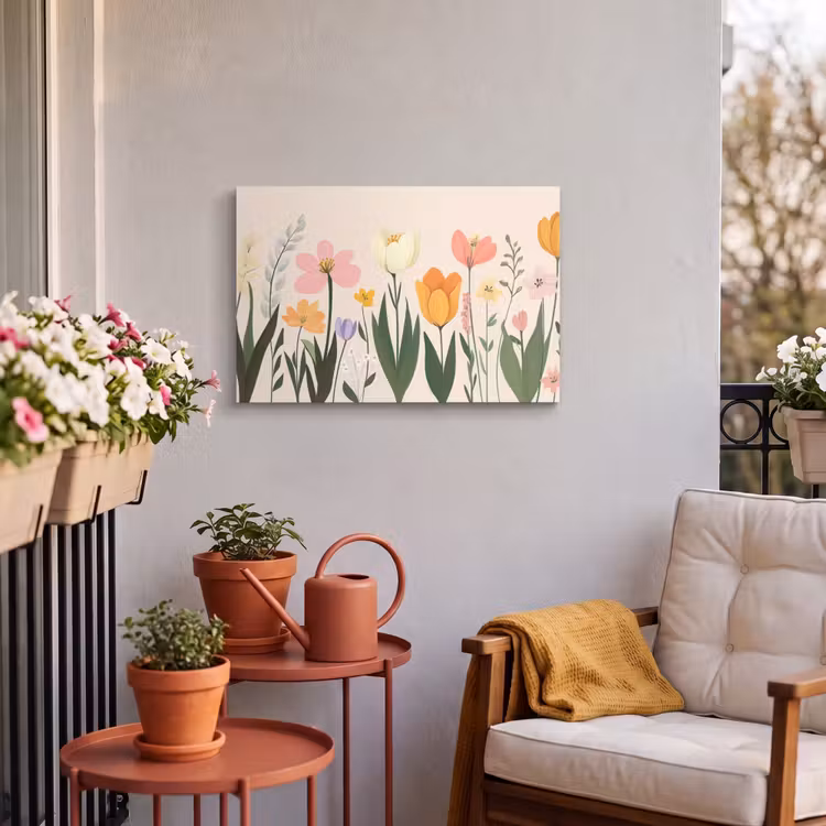 Buiten canvas - Pasteltinten - Bloemen - Illustratie — 3
