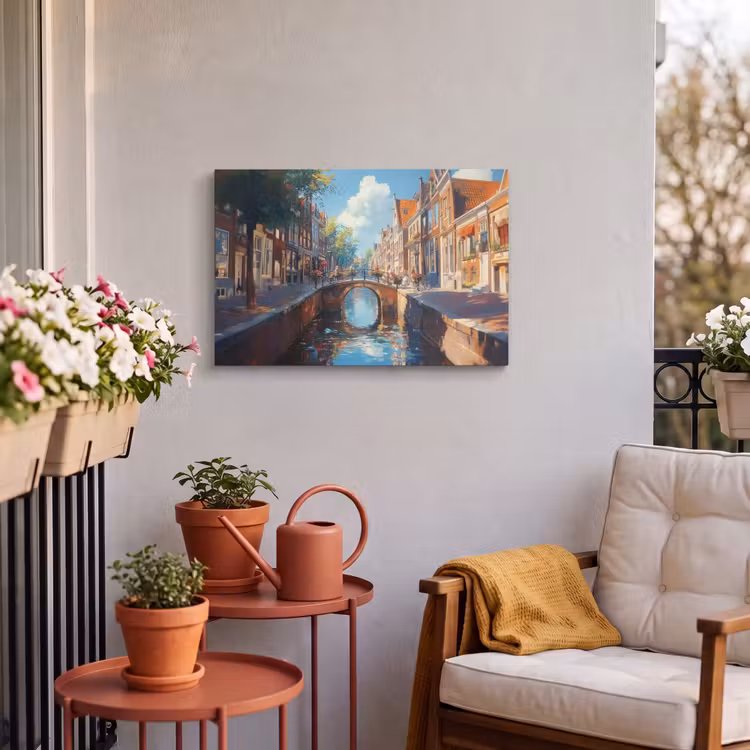 Buiten canvas - Stad - Gracht - Zon - Fietsen — 4