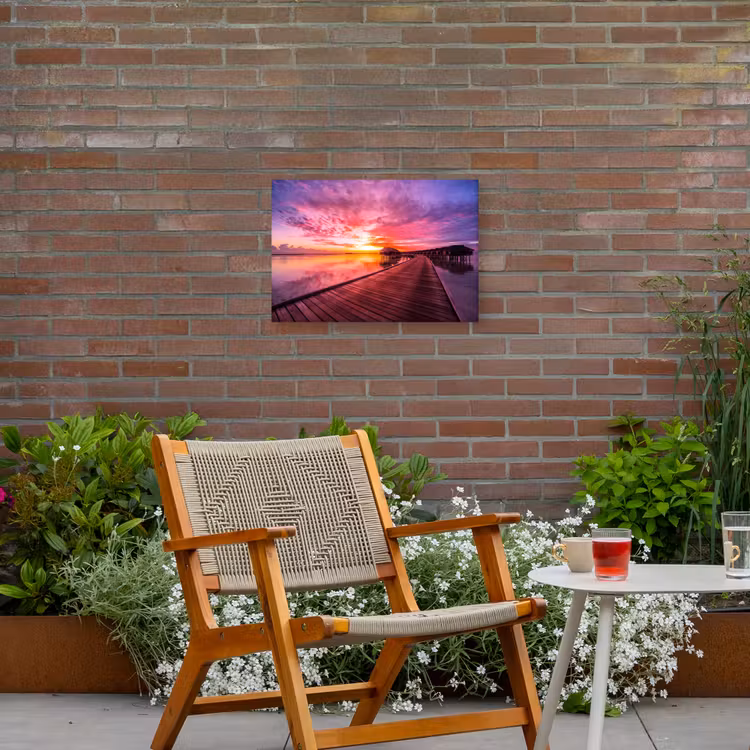 Buiten canvas - Steiger - Water - Zon - Roze - Horizon — 2