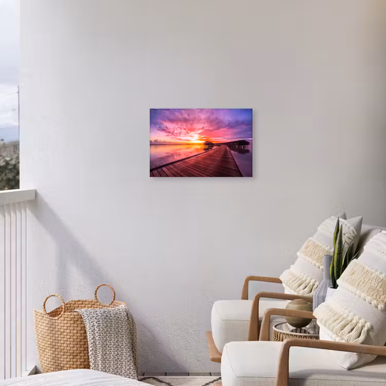 Buiten canvas - Steiger - Water - Zon - Roze - Horizon — 4
