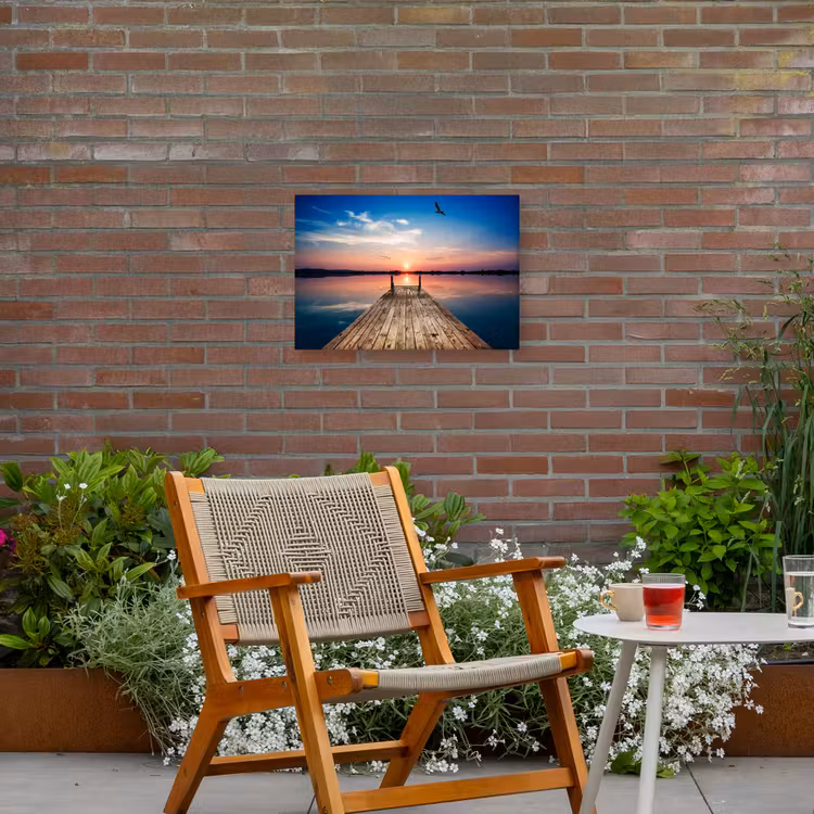 Buiten canvas - Steiger - Water - Zonsondergang - Roze - Horizon — 2