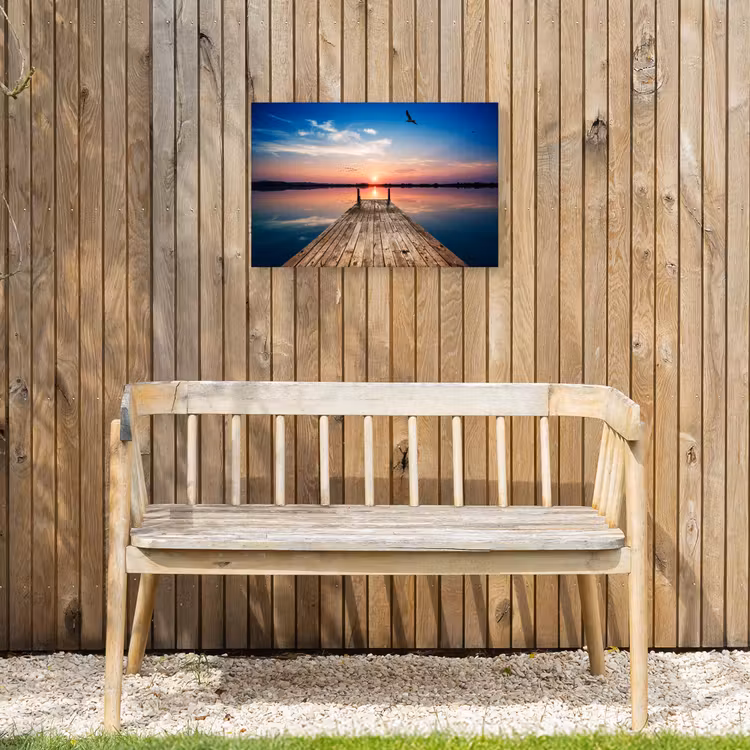 Buiten canvas - Steiger - Water - Zonsondergang - Roze - Horizon — 3