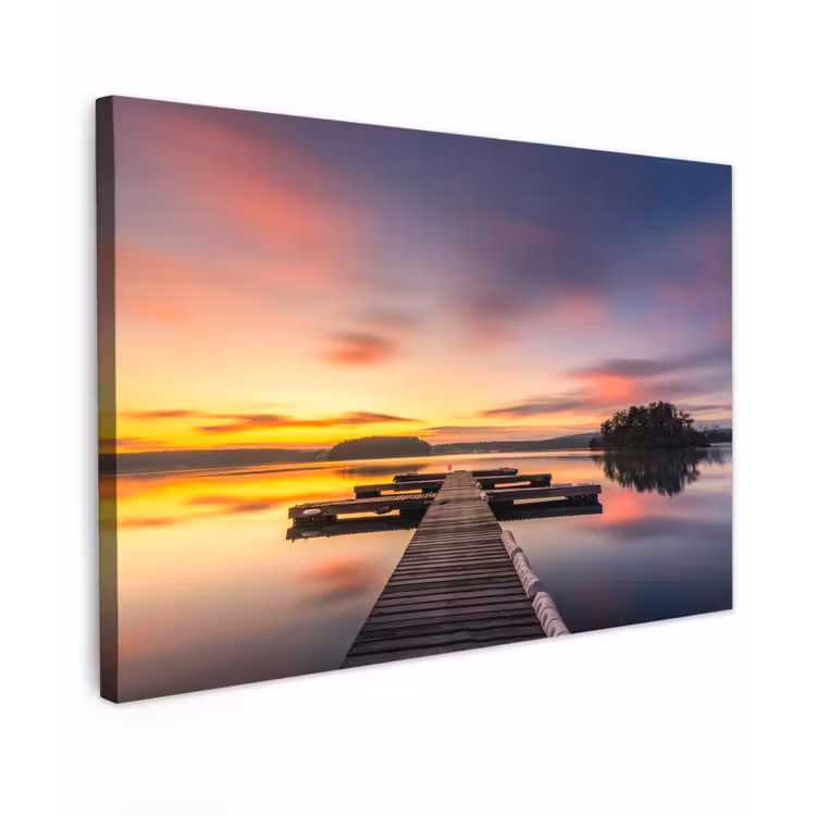 Buiten canvas - Steiger - Zonsondergang - Water - Zee - Reflectie — 1