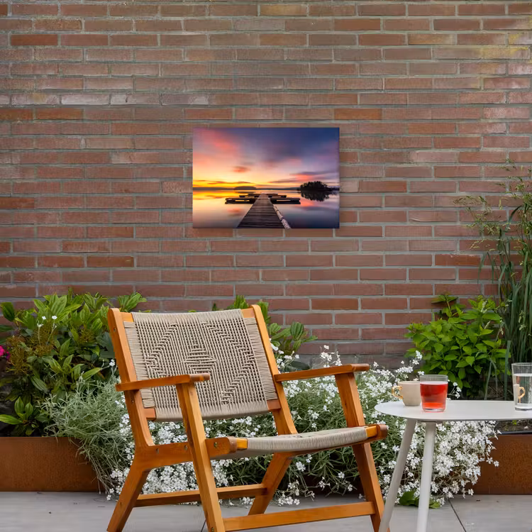 Buiten canvas - Steiger - Zonsondergang - Water - Zee - Reflectie — 2