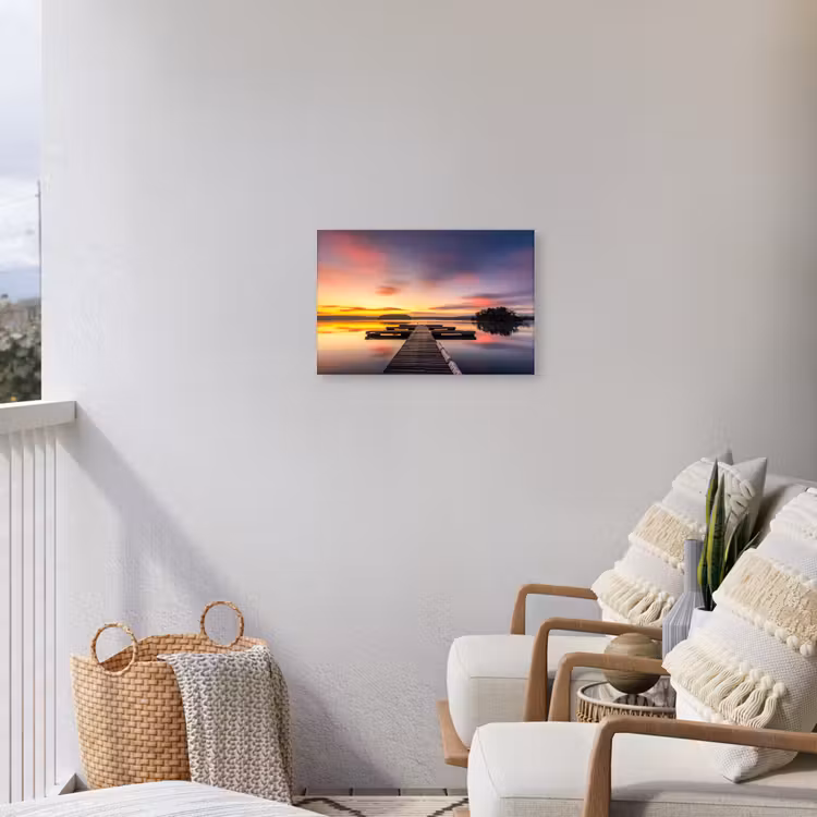 Buiten canvas - Steiger - Zonsondergang - Water - Zee - Reflectie — 4