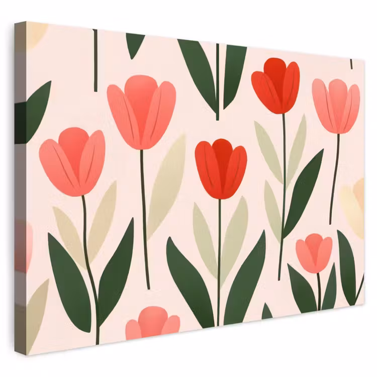 Buiten canvas - Tulpen - Modern - Roze — 1