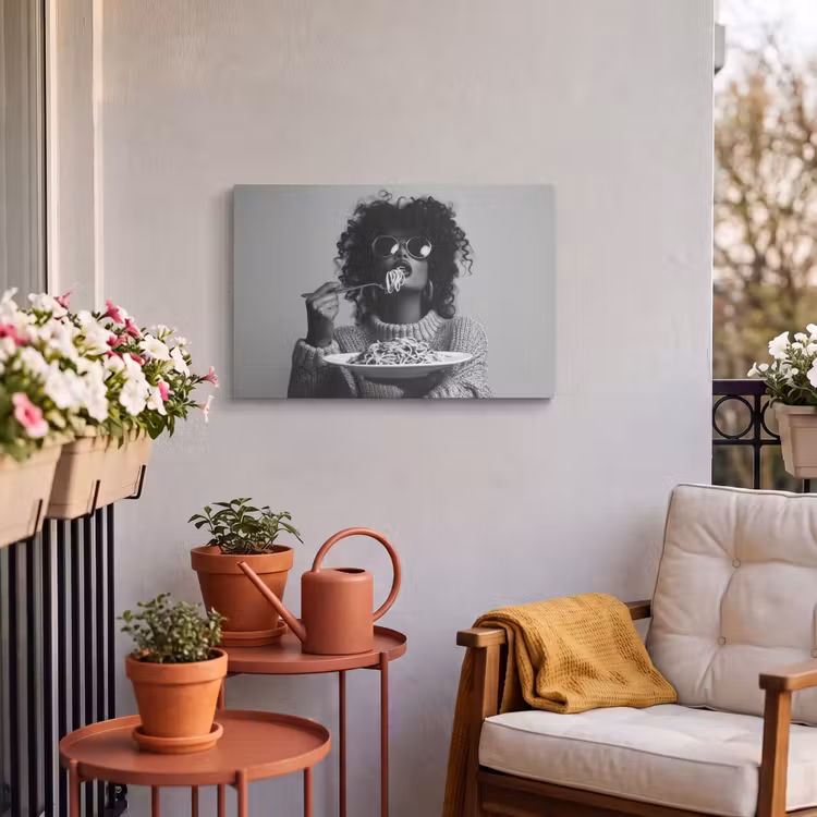 Buiten canvas - Vrouw - Pasta - Zwart - Wit — 4