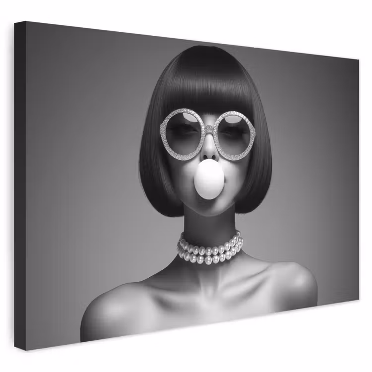 Buiten canvas - Vrouw - Zwart Wit - Ketting - Zonnebril — 1