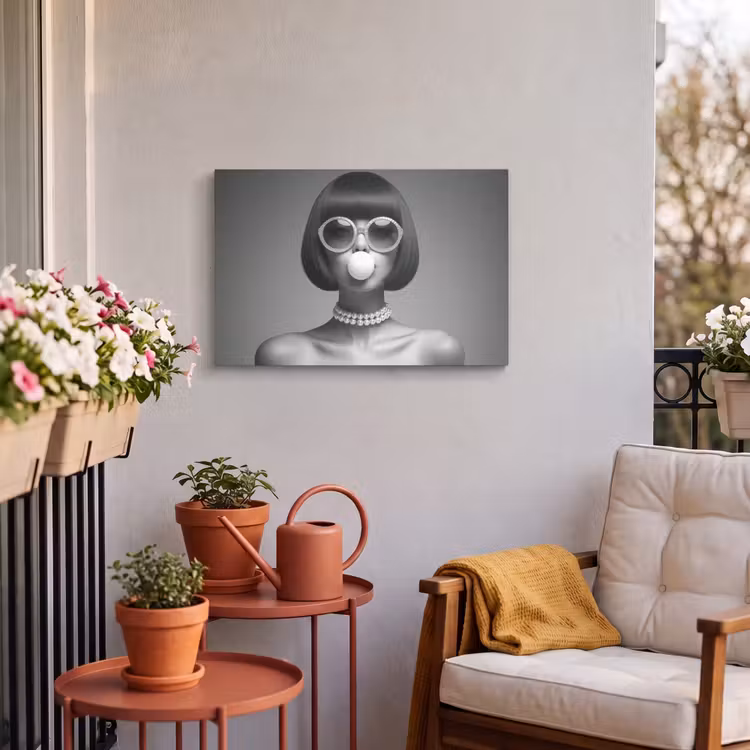 Buiten canvas - Vrouw - Zwart Wit - Ketting - Zonnebril — 3