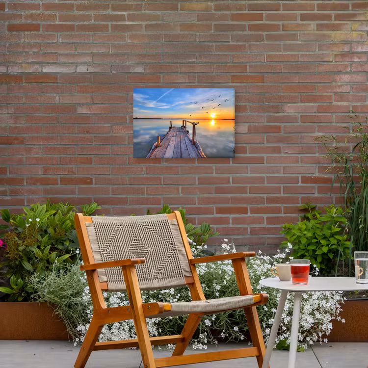 Buiten canvas - Water - Steiger - Vogels - Zonsondergang - Horizon — 2