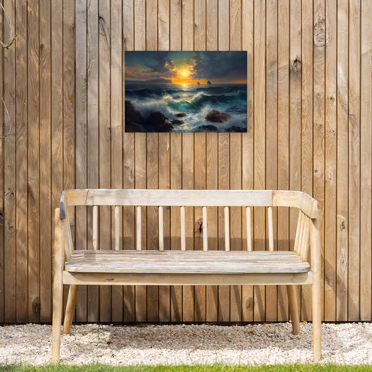Buiten canvas - Zee - Zon - Golven - Rotsen — 3